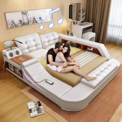 Leather made multifunction bed